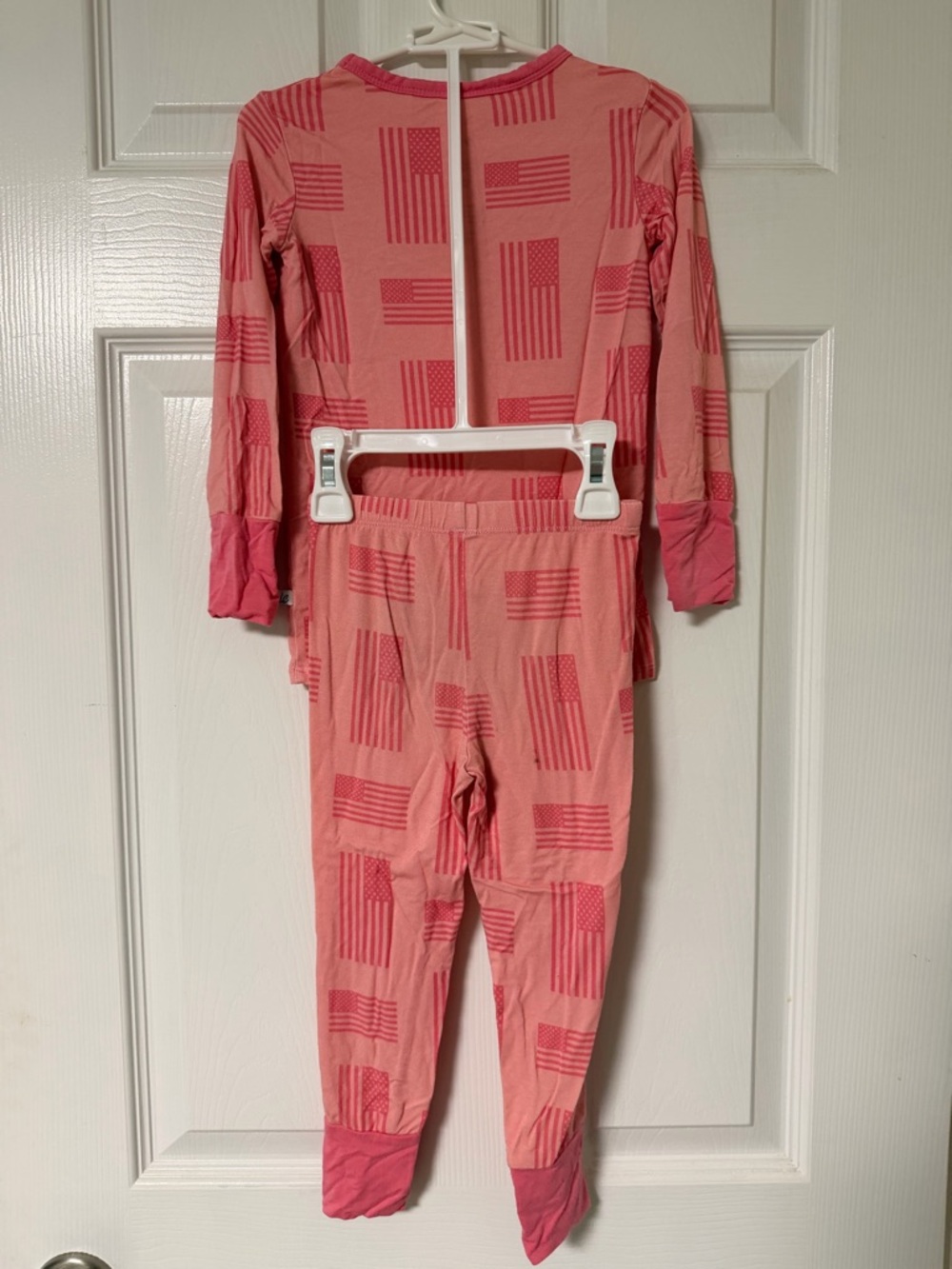 Bamboo Kids Pink Flag-Print Pajama Set